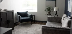 Comfortable and calming therapy office at Blue Boat Counseling in Worthington, Ohio